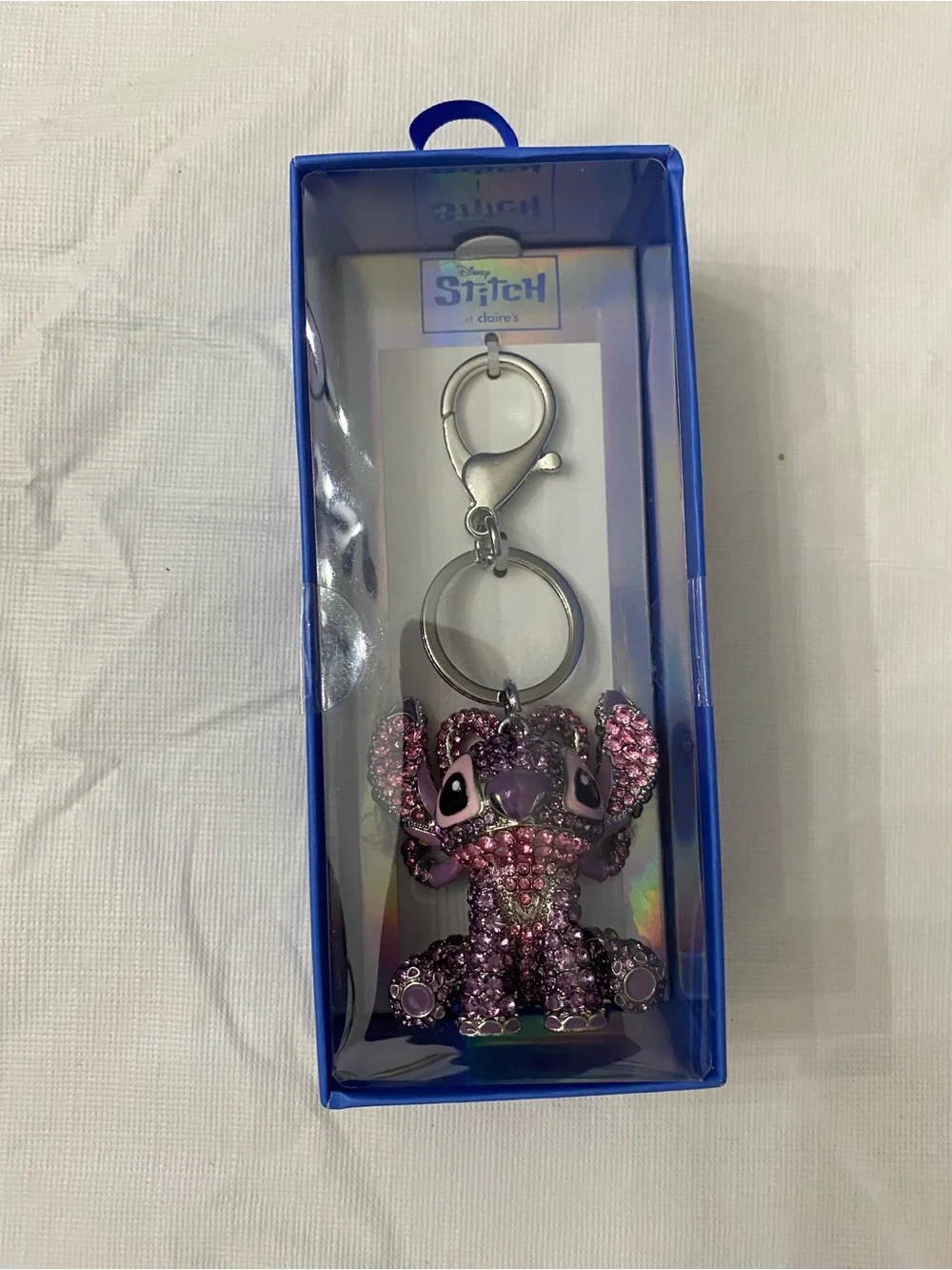 Disney Pink Crystal Stitch Keychain Charm